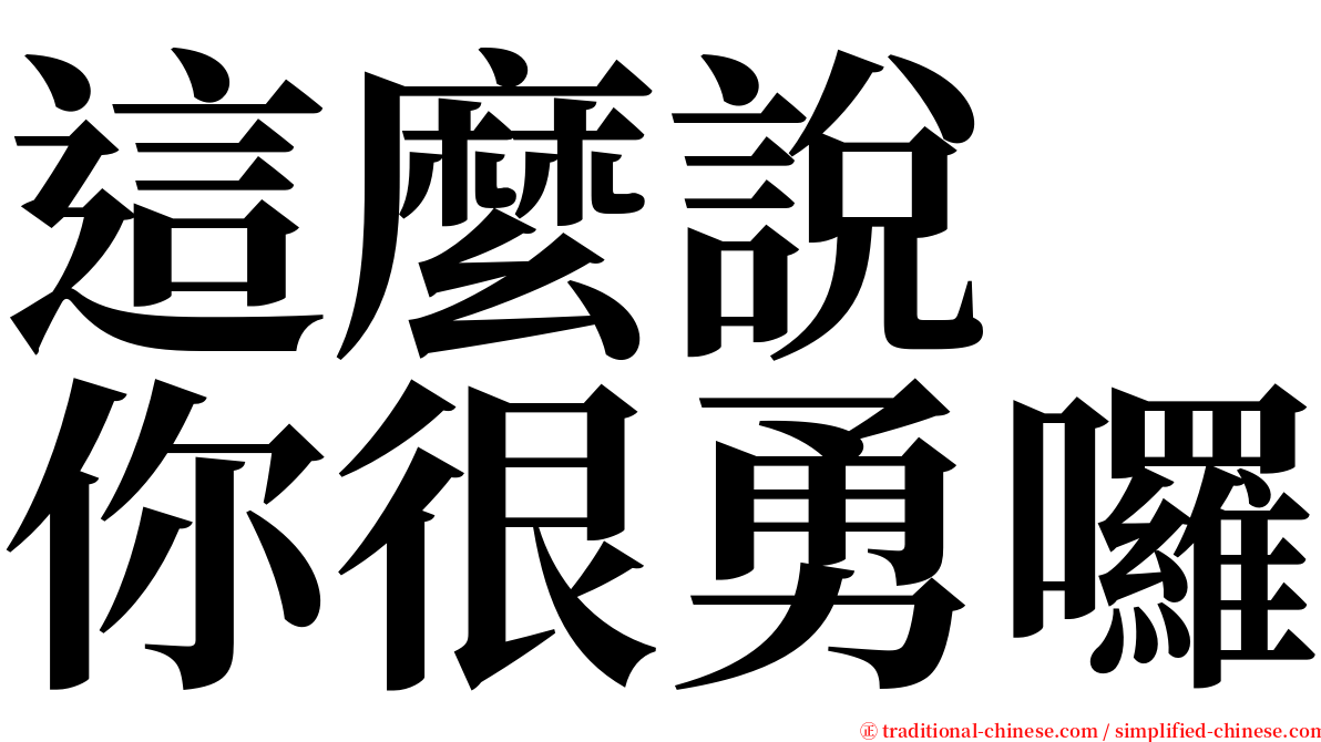 這麼說　你很勇囉 serif font